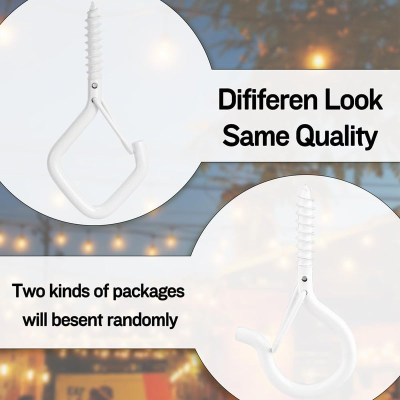 OALCQ 10PCS Ceiling Hooks - Heavy Duty Wall Hooks for Hanging Lights  Plants  & More - White Metal Screw-in Hooks for Garage  Siding  & Christmas Lights - Image 2